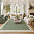 GarveeHome Scalloped Sage Green Washable Rugs 9x12 Rug by GarveeHome