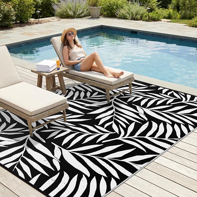 Smiry Outdoor Rug 6x9 ft, Waterproof Reversible Plastic Straw Rugs, Outdoor - Image 3
