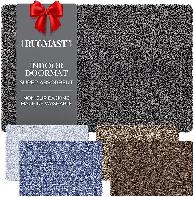 Premium Microfiber Indoor Door Mat – 24"x36" Washable Entry Mat, Waterproof by RugMast
