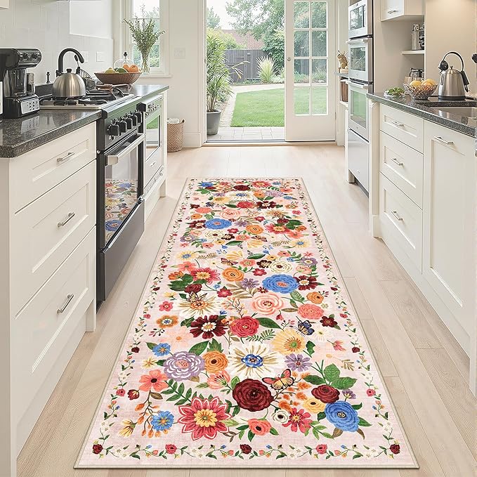 Runner Rug 2x6 Blush Beige, Kitchen Rug Non Slip Washable Rugs by WelcometoBabovid