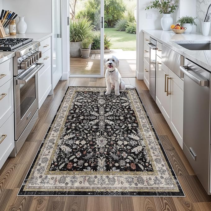 4x5 Kitchen Rug Washable Non-Slip – Soft Low Pile Indoor Carpet by BYYVOORugsforYourHome