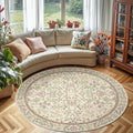 jinchan Zenith Round Rug 6ft Area Rug Soft 6'Round Vintage Floral Rug Non-Slip by JINCHAN