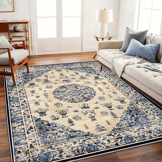 CHAMPLANT Washable Area Rug 4'x6' Traditional Floor Cover Foldable Thin Rugs - Image 2