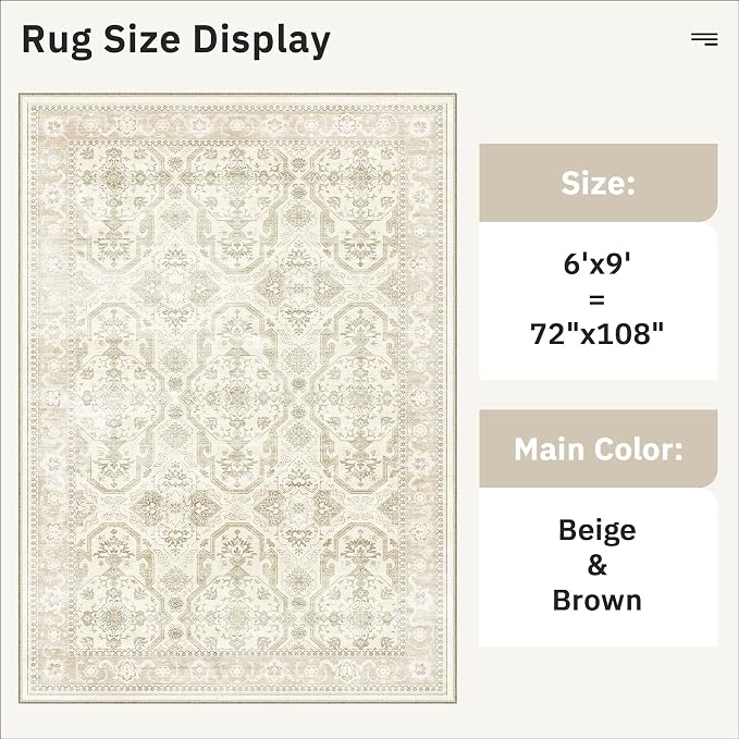 Soalmost Area Rug 6x9, Washable Rugs, Stain Resistant Gray Area Rugs - Image 5