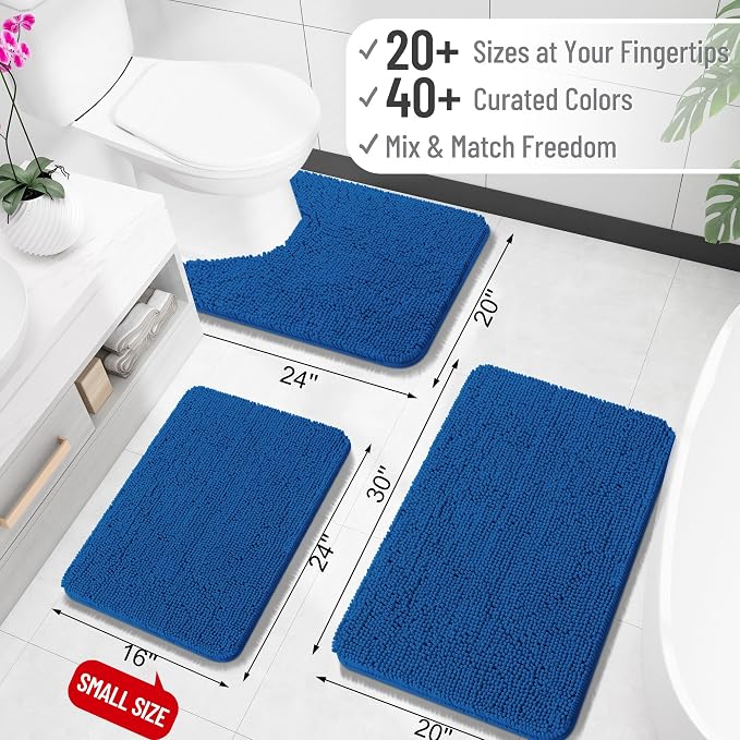 OLANLY Bathroom Runner Rugs 47x17, Soft Absorbent Chenille Bath Rugs, Rubber - Image 2