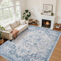 5x7 Area Rugs for Living Room:Blue Washable Vintage Medallion Boho Rug Non-Slip by Unknown