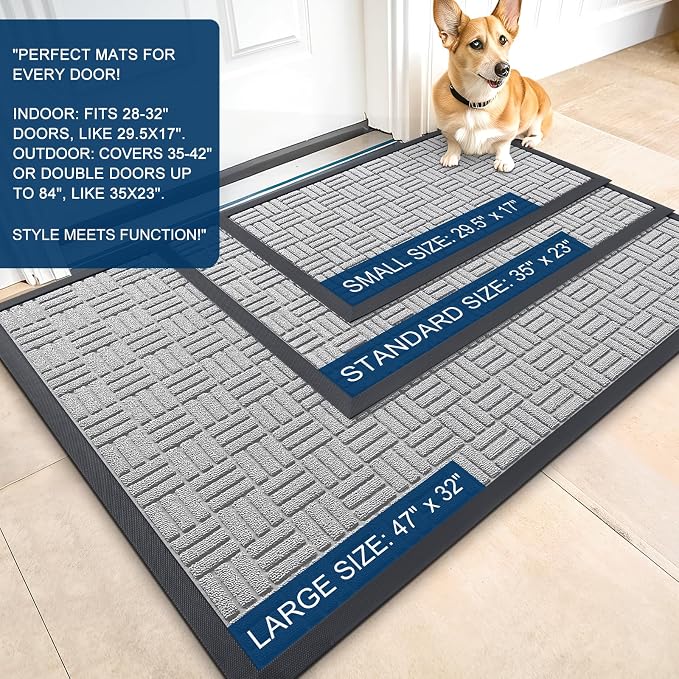 OLANLY Front Door Mat Outside Entrance 47x17, Heavy Duty Sturdy Natural Rubber - Image 2