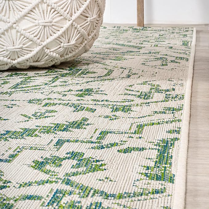 JONATHAN Y Boho Medallion Indoor Outdoor Runner Rug 2X8 Green/Cream, Estrella - Image 4