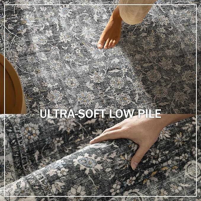 Machine Washable Rugs for Living Room: 5x7 Bedroom Rug Vintage Boho Area Rug - Image 5