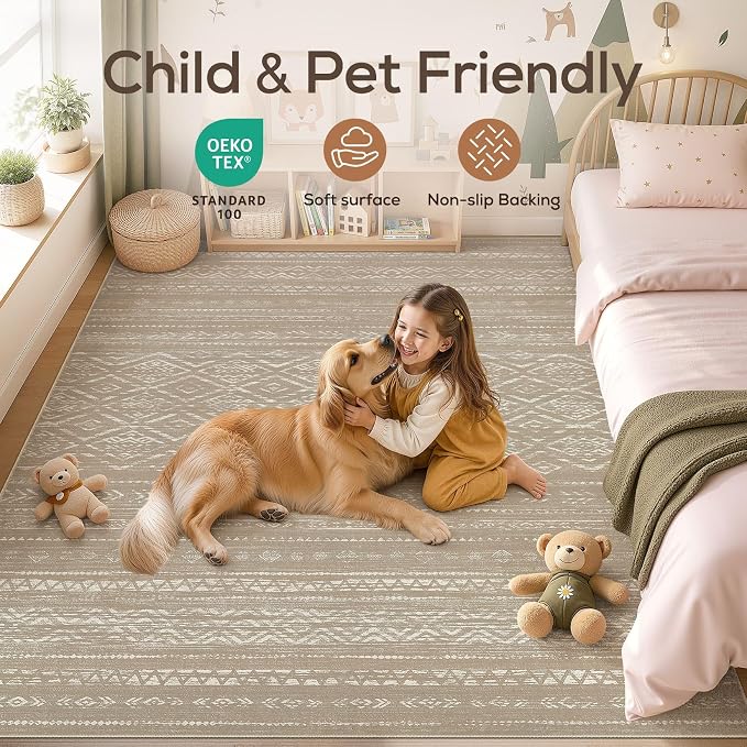 Nakagishi Area Rug Living Room Rugs: 9x12 Large Soft Machine Washable Boho - Image 4
