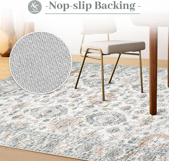 XLUEZ Area Rug 9x12 Living Room Rug, Machine Washable Vintage Distressed Boho - Image 7