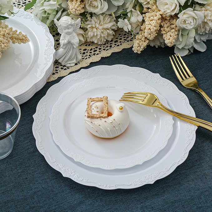 100 Pieces White Plastic Plates - Image 6
