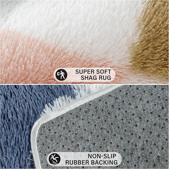 PureCozy Checkered Rug 5x8 for Living Room, Modern Rainbow Shag Rug Super Soft - Image 7