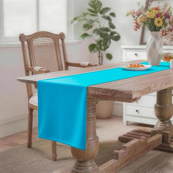 MEANMOY Teal Table Runner 60 Inches Long Waterproof Table Runners | Washable - Image 2