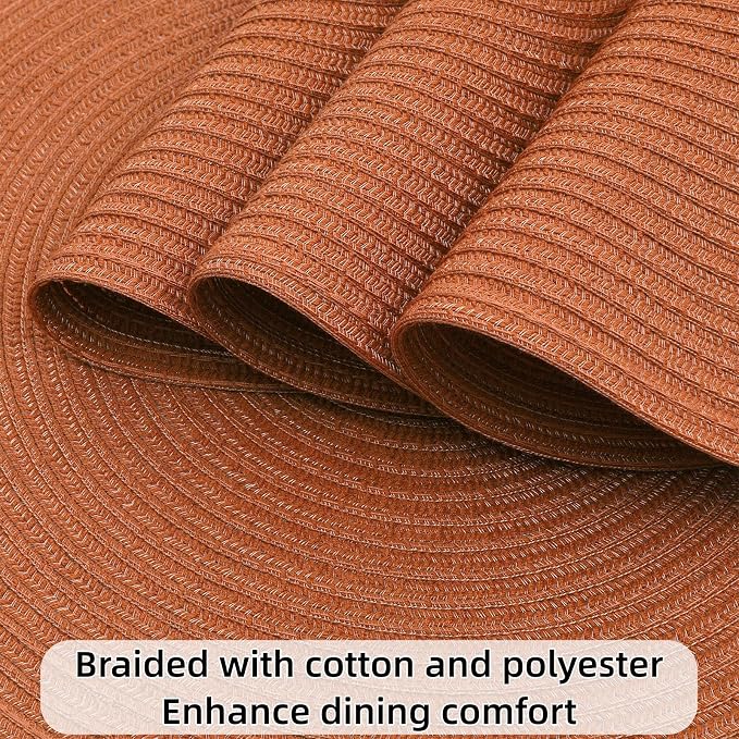 SHACOS Round Placemats Set of 6 Washable 15 inch Round Placemat Cotton - Image 4