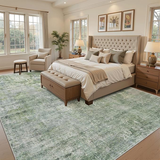 Soalmost Area Rug 10x12 Vintage Washable Living Room Large Carpet Non Slip - Image 3