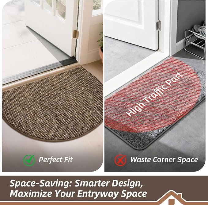 BEQHAUSE Dirt Trapper Door Mat 36" x 60" Half Circle Non Slip Washable Doormats - Image 8