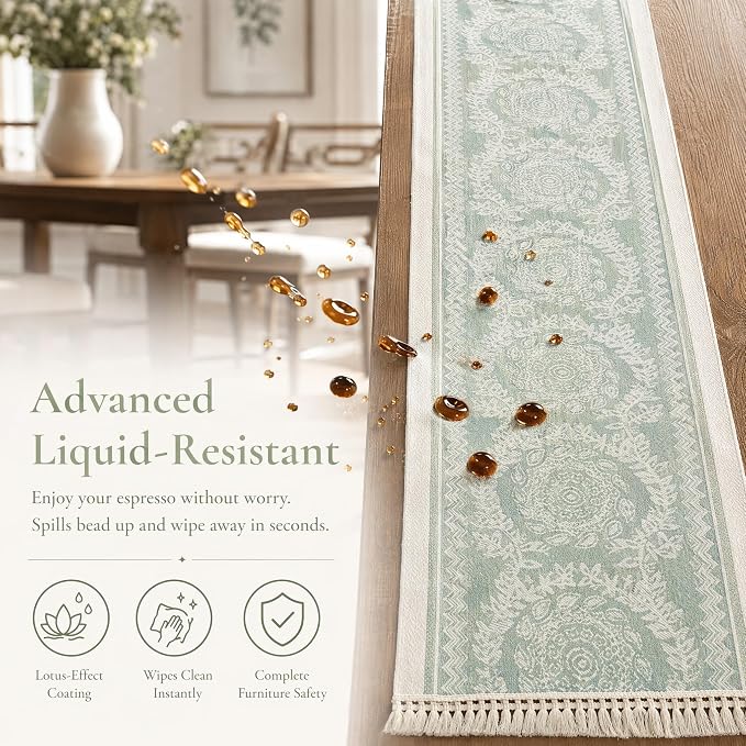 14x63 Medallion Table Runner Waterproof Rustic Farmhouse Macrame | Tired of a - Image 2