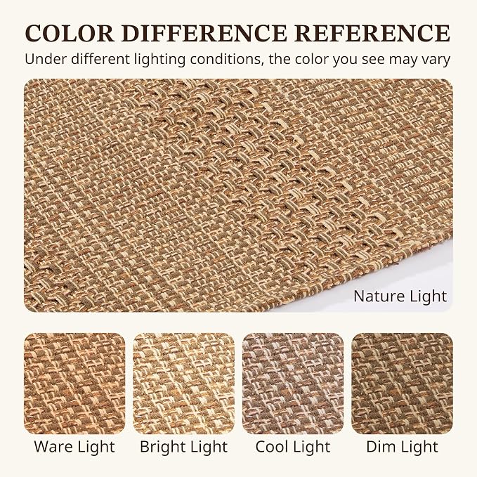 MatEssenz 3x5 ft Washable Area Rug, Textured Natural Woven Low-Profile Entryway - Image 8