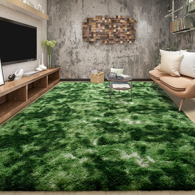 Tepook Fluffy Dark Green Rugs for Living Room Bedroom, 4x6 Soft Area Rug - Image 3