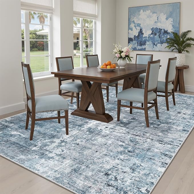 Soalmost 7x9 Area Rug for Living Room Washable Abstract Vintage Soft Thin - Image 4