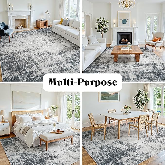 Area Rug 6x9 Living Room Rug Washable: No-Slip Abstract Soft Thin Large Deep - Image 8