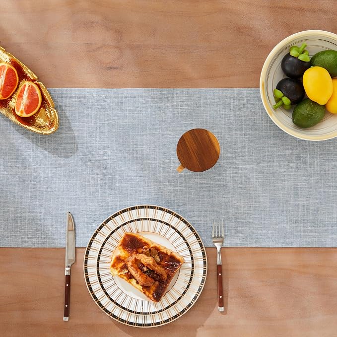 Rustic Cotton Linen Table Runner, 13x108 Inches Blue | Farmhouse Style Linen - Image 5