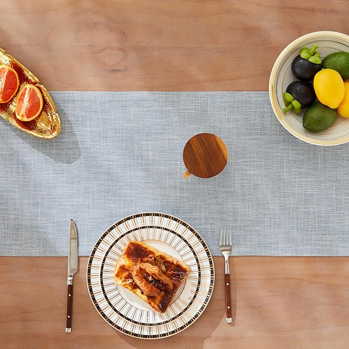 Rustic Cotton Linen Table Runner, 13x48 Inches Blue | Farmhouse Style Linen - Image 5