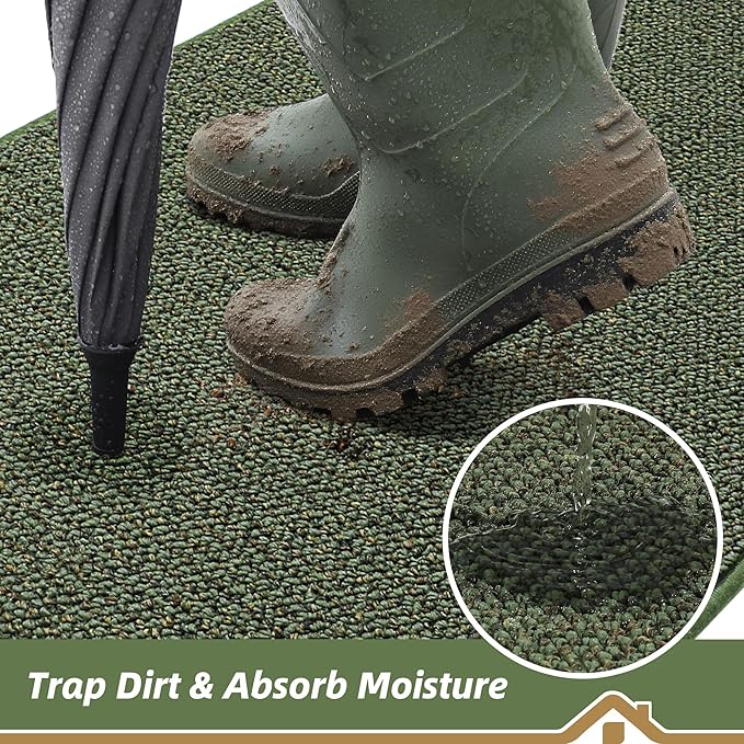 BEQHAUSE Dirt Trapper Door Mat 17" x 30" Half Circle Non Slip Washable Doormats - Image 3
