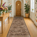 Hazo Haus Brown Earthy Boho Washable 3x10 Extra Long Hallway Runner Rug by HazoHaus
