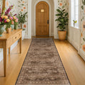 Hazo Haus Brown Neutral Boho Washable 3x12 Extra Long Hallway Runner Rug by HazoHaus