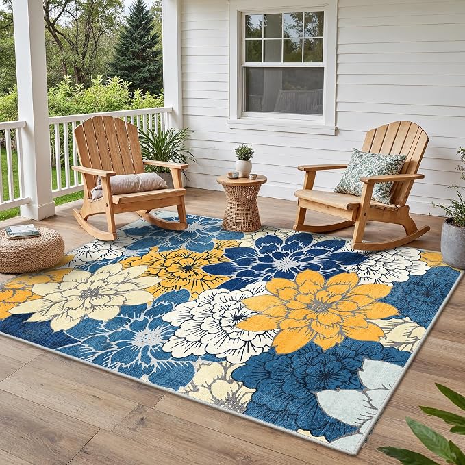 GENIMO Indoor Outdoor Area Rug 5'x7', Machine Washable Rugs by GENIMO