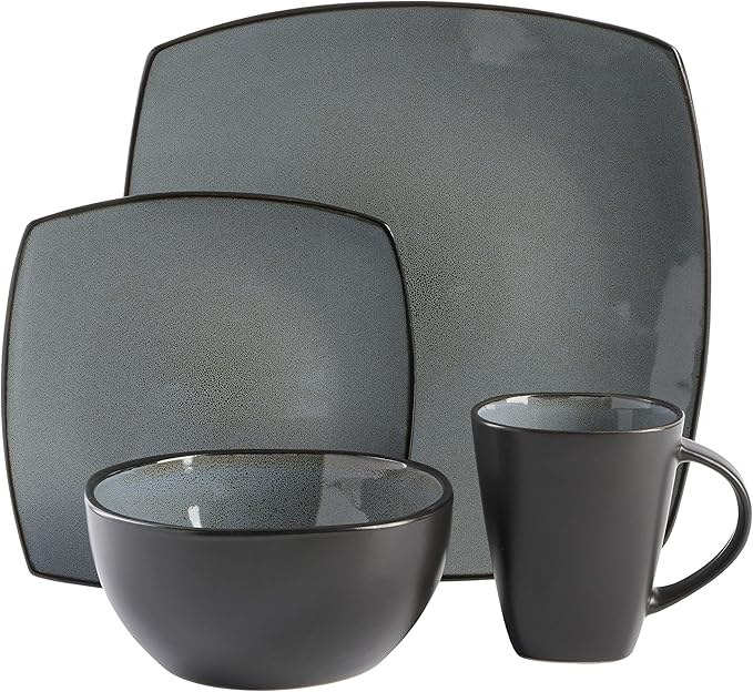 Gibson Elite Soho Lounge Square Reactive Glaze Stoneware Dinnerware Set - Image 5
