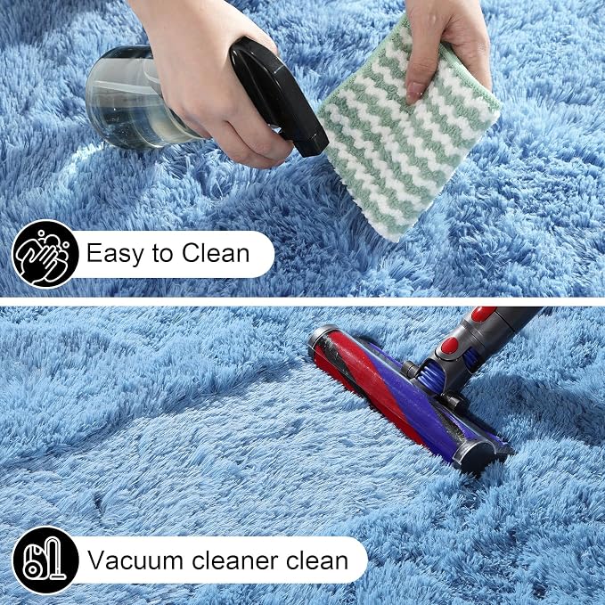 3x5 Rugs for Bedroom, Small Fuzzy Shag Soft Non-Slip Carpet for Kids Girls and - Image 4