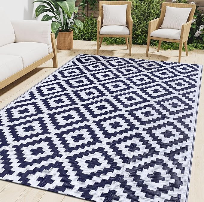 Smiry Waterproof Outdoor Rug 4x6 ft, Reversible Plastic Straw Patio Camping Rugs by Smiry