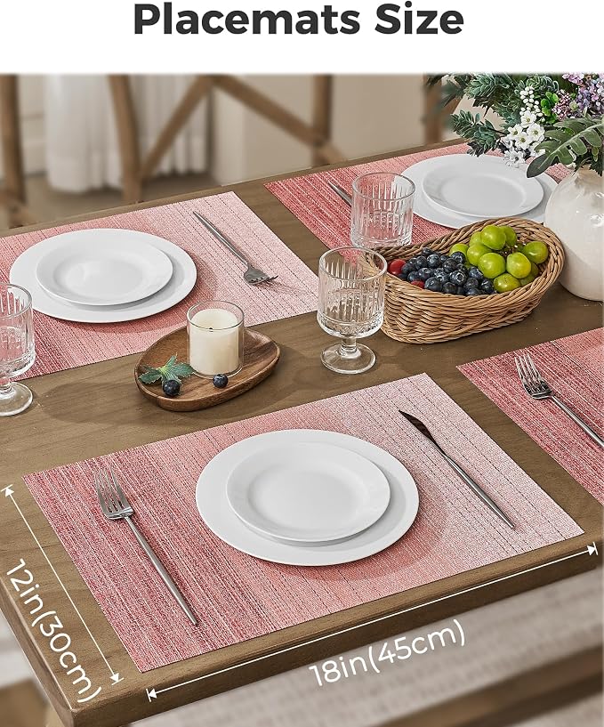 Leetaltree Gradient Pink Woven Placemats Set of 8 - Image 3