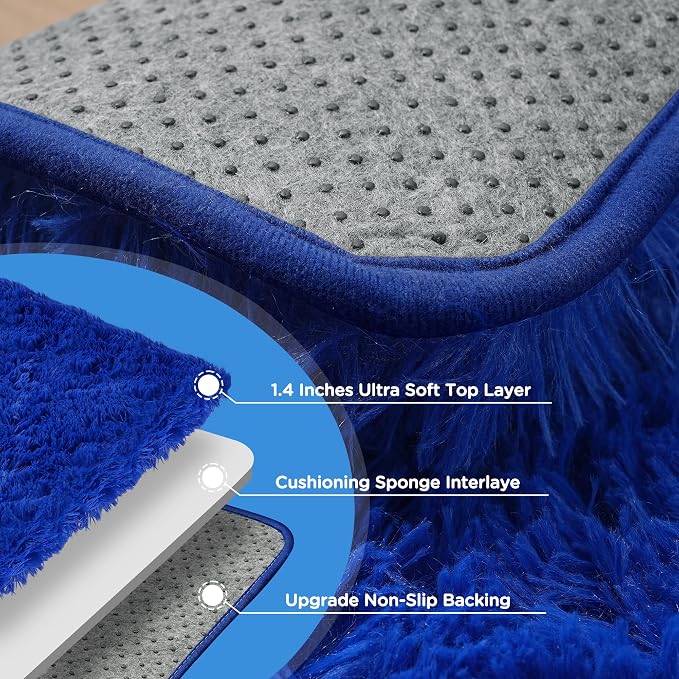 8x10 Blue Shag Area Rugs for Living Room, Large Fluffy Shaggy Rug for Bedroom - Image 7