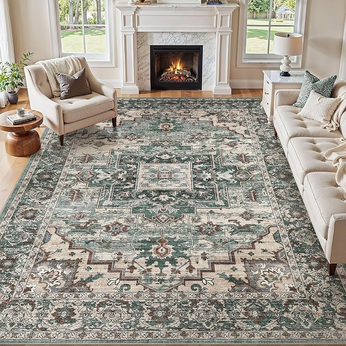 9x12 Area Rugs Living Room: Washable Vintage Rug Large Non-Slip Stain Resistant by JessibouAreaRug