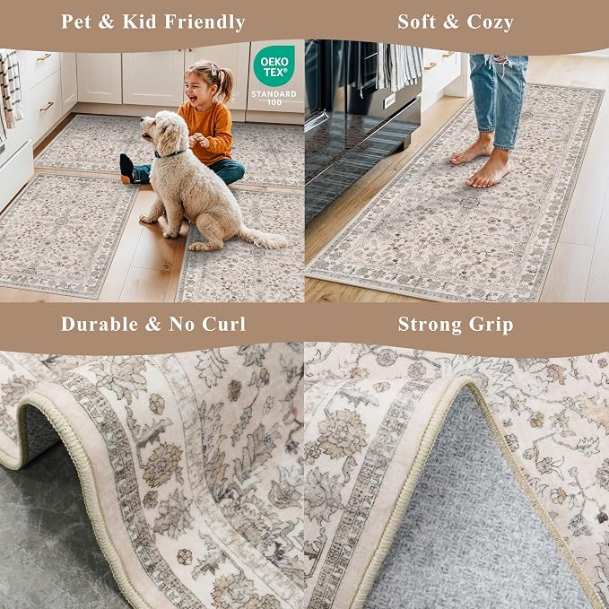 4x8 Rug Washable for Entryway Kitchen – Non-Slip Rubber Backed Area Rug for - Image 5