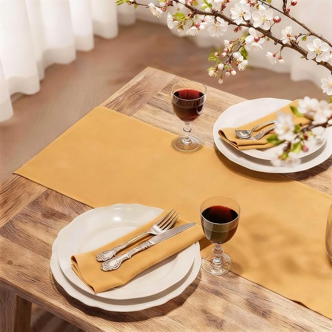 FOLINS&HOME Gold Waterproof Decorative Table Runner 36 Inches Long | 210GSM - Image 2