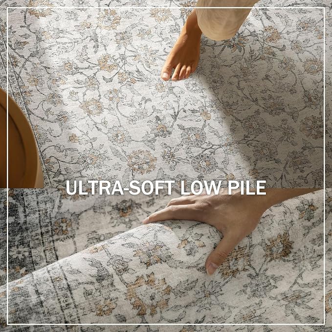 Machine Washable Rugs for Living Room: 5x7 Area Rugs for Bedroom Vintage Stain - Image 5