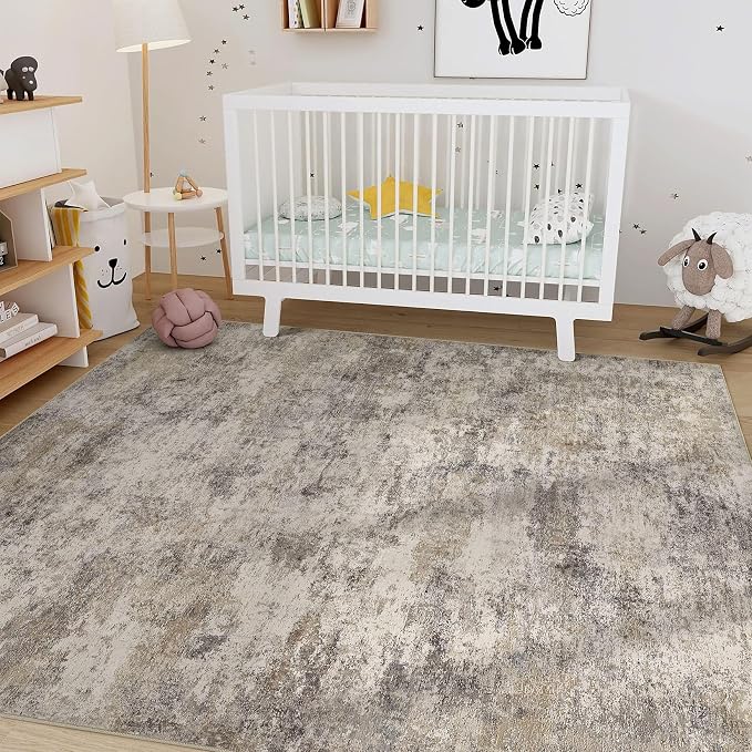 Nakagishi 6x9 Area Rugs Living Room: Washable Abstract Large Neutral Soft Rug - Image 6
