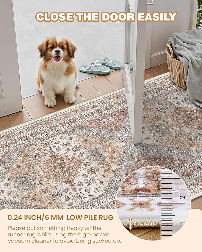 Runner Rug 2x8 Runners for Hallways Non Slip Washable, Vintage Hallway Runner - Image 6