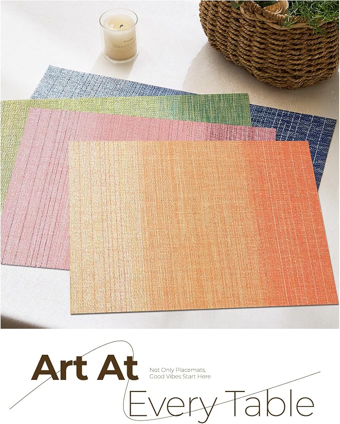 Leetaltree Gradient Burnt Orange Woven Placemats Set of 24 - Image 7