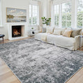Area Rug 9x12 Living Room Rug Washable: No-Slip Abstract Soft Thin Large Gray by Oriannal