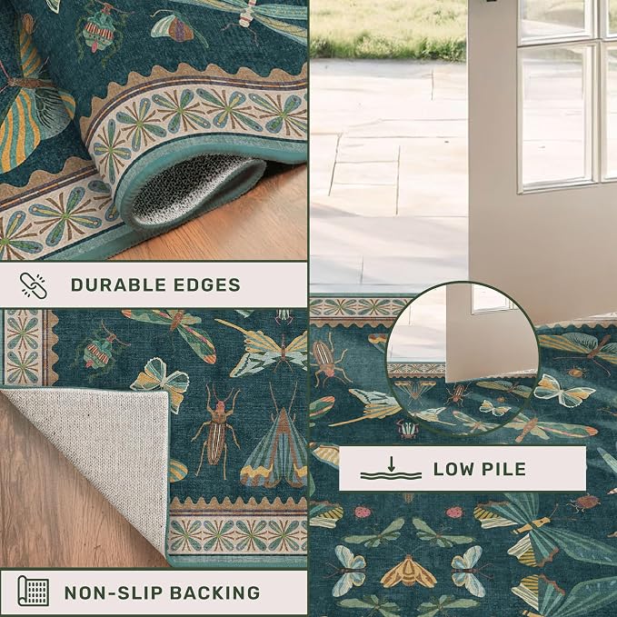 Hazo Haus Teal Boho Runner Rug 2x8, Washable Non Skid Kitchen Sink Carpet - Image 4