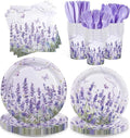168pcs Purple Lavender Floral Paper Plates Napkins Party Supplies Serve 24 | by Vellumvibe