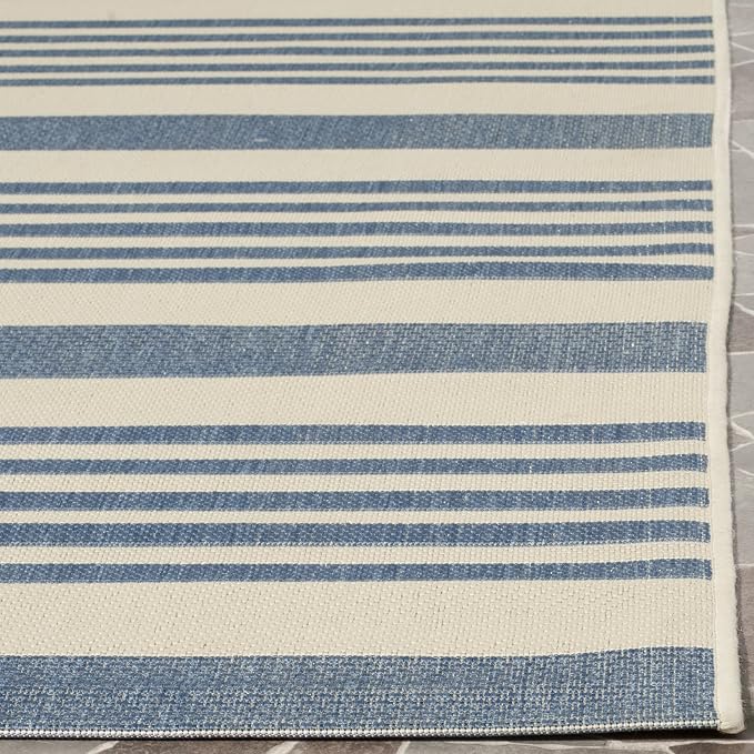 SAFAVIEH Courtyard Collection 2'3' x 20' Beige/Blue CY6062 Stripe Indoor/ - Image 3