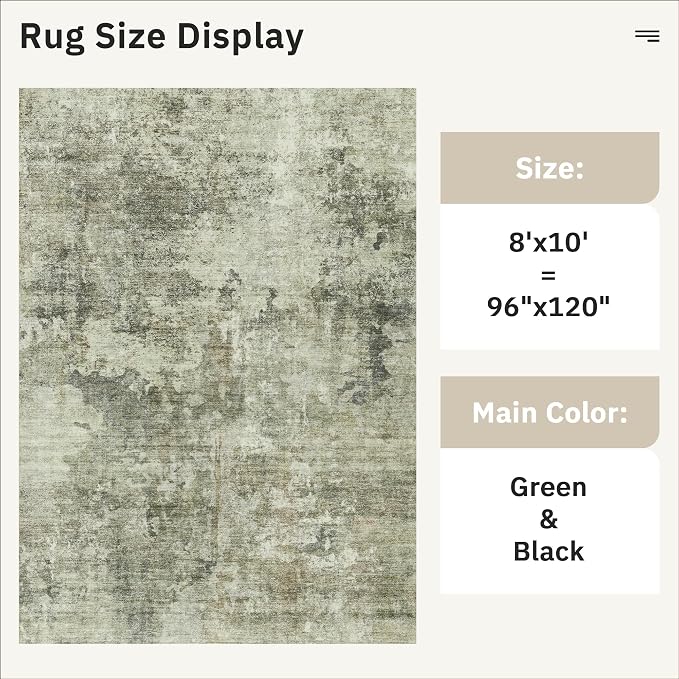 Soalmost Abstract Rug 8x10 Large Living Room Neutral Modern Washable Area Rugs - Image 5