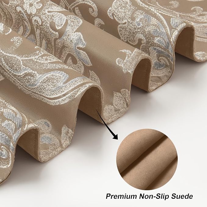 Loom and Mill Damask Floral Table Runner 72 Inches Long, Light Coffee | Luxury - Image 5